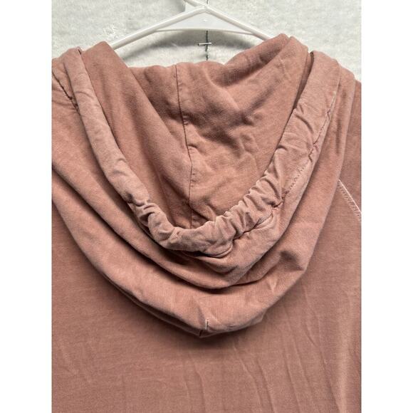 American Eagle Long Sleeve Burn Out Pink‎ Hoodie Women L Kangaroo Pocket - Picture 8 of 8